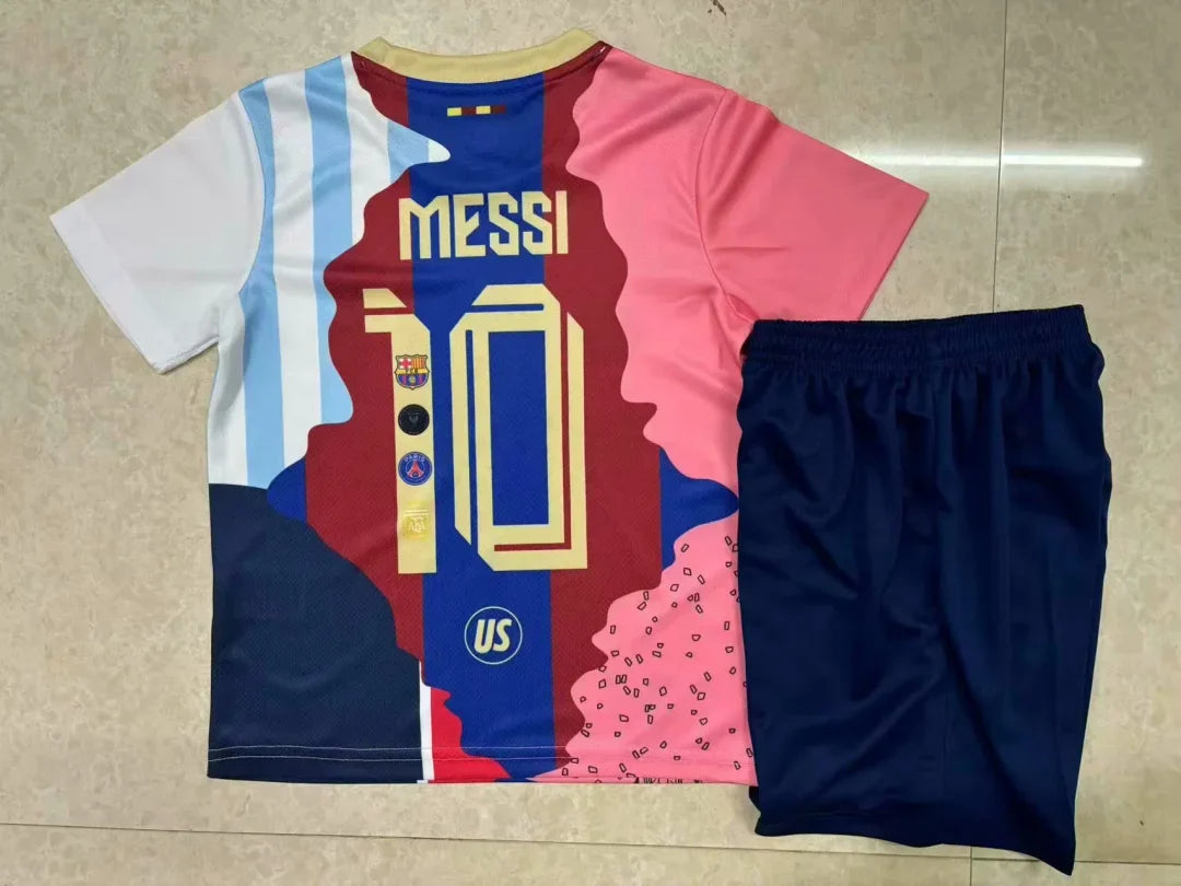 2025/2026 Barcelona Messi Commemorative Edition Kids Size Football Shirt