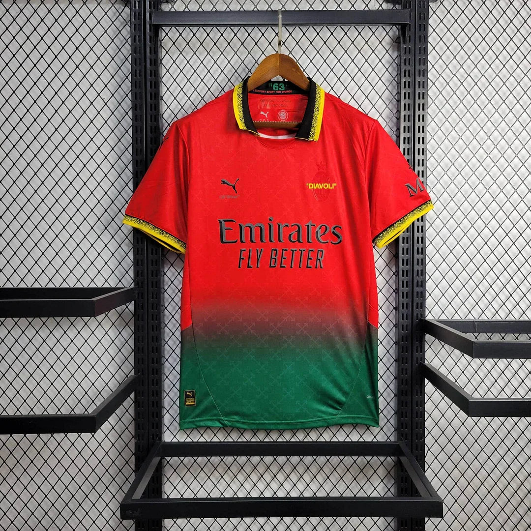2024/2025 AC Milan x OFF-WHITE Red Football Shirt