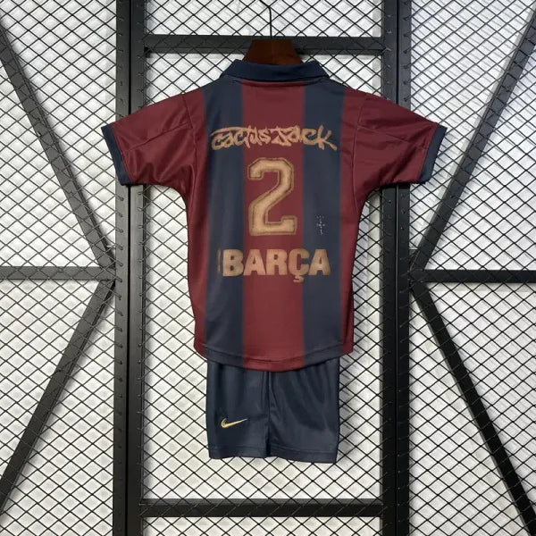 Barcelona x Travis Scott Retro 2000/01 Home Skeleton Jersey Kids Size