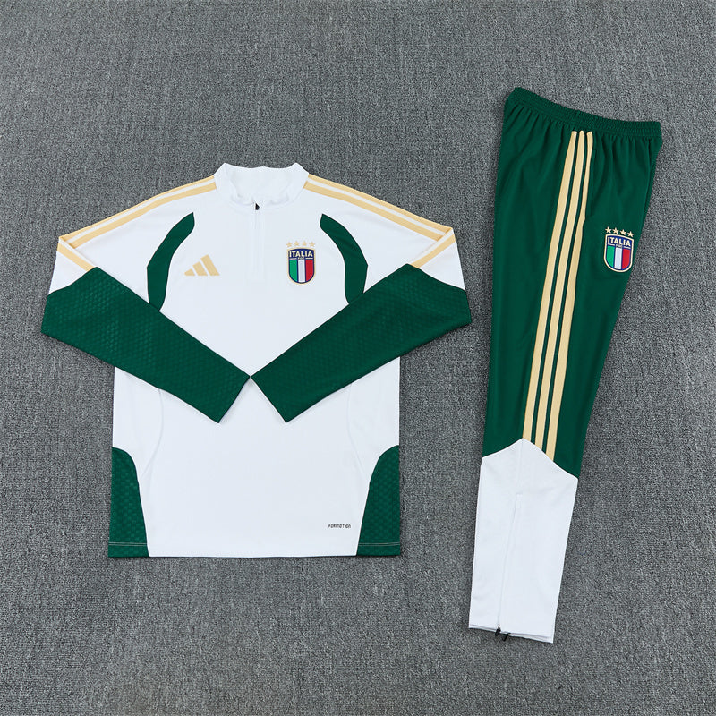 2026/2027 Italy Blue Half Zipper White Green Tracksuit