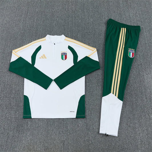 2026/2027 Italy Blue Half Zipper White Green Tracksuit