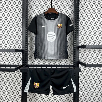2025/2026 Kids Size Barcelona Black Goalkeeper Football Kit