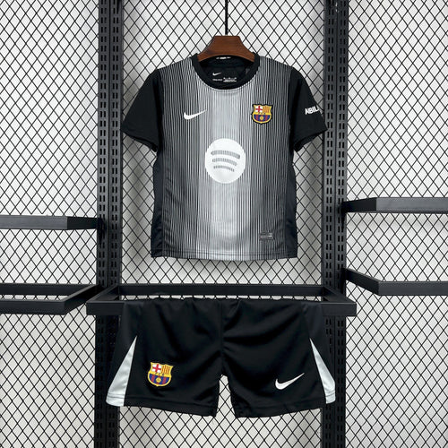 2025/2026 Kids Size Barcelona Black Goalkeeper Football Kit