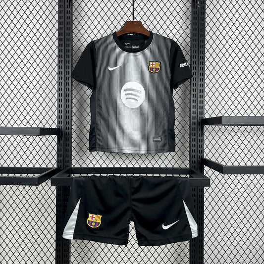 2025/2026 Kids Size Barcelona Black Goalkeeper Football Kit