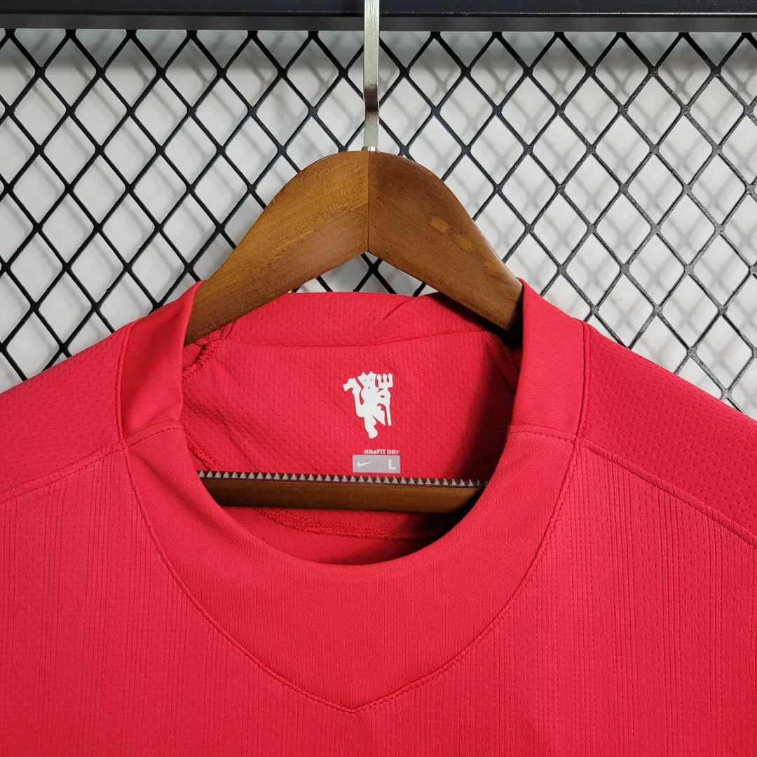 2007-2008 Retro Long Sleeve Manchester United Home Football Shirt