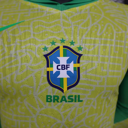 2024 Long Sleeve Player Version Brazil Home Football Shirt