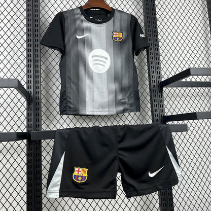 2025/2026 Kids Size Barcelona Black Goalkeeper Football Kit