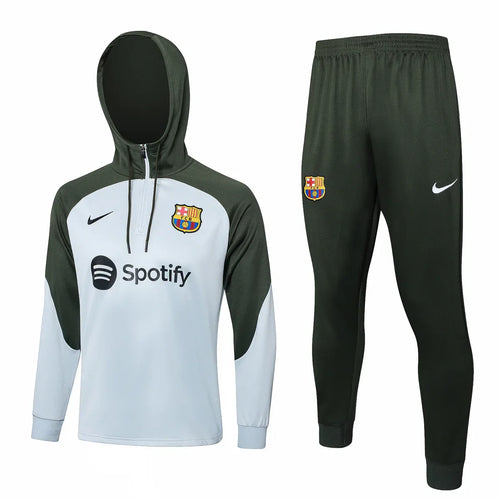 Barcelona White and Olive Green Tracksuit