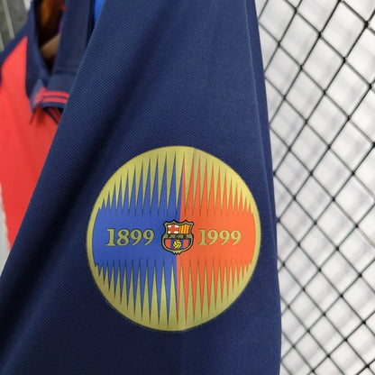 Retro Long Sleeve Barcelona 100th Anniversary Version Football Shirt Home