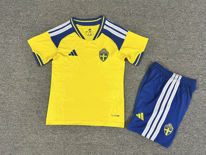 2026 Sweden Home World Cup Football Jersey Kids Size
