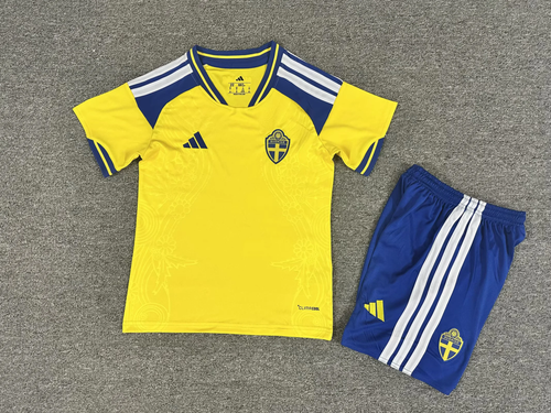 2026 Sweden Home World Cup Football Jersey Kids Size